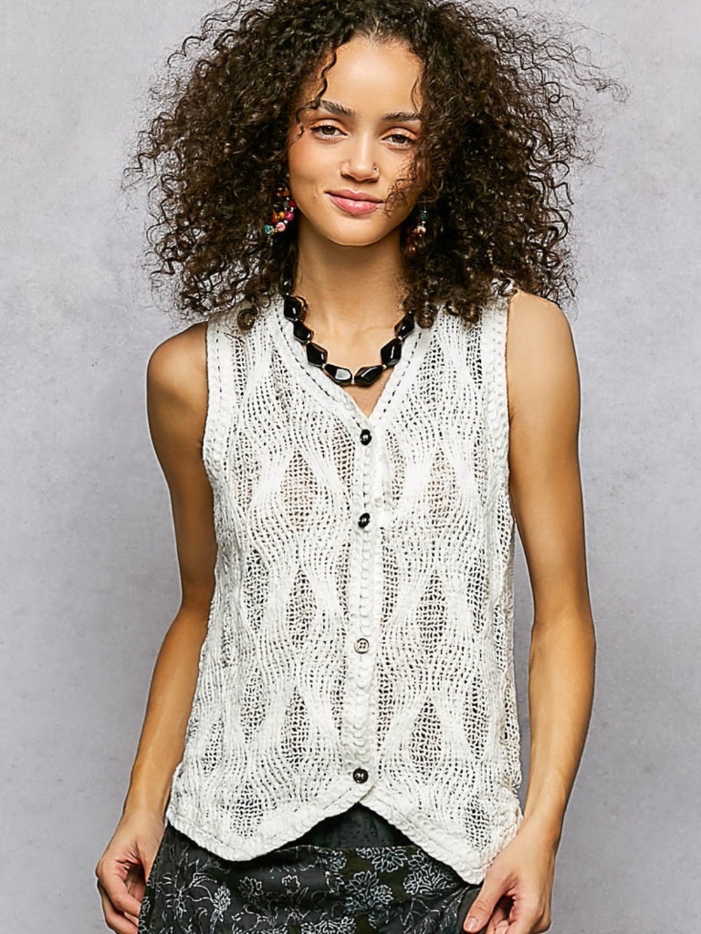 ❤️‍🩹Hello Heartbreaker! Button Down V-Neck Sweater Vest by POL-Off white